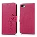 iPhone 7 Wallet Case, iPhone 8 Case Embossed Love PU Leather Case Full Protective Anti-Scratch Resistant Cover Magnetic Case Slot Wrist Strap Case for iPhone 7 & iPhone 8