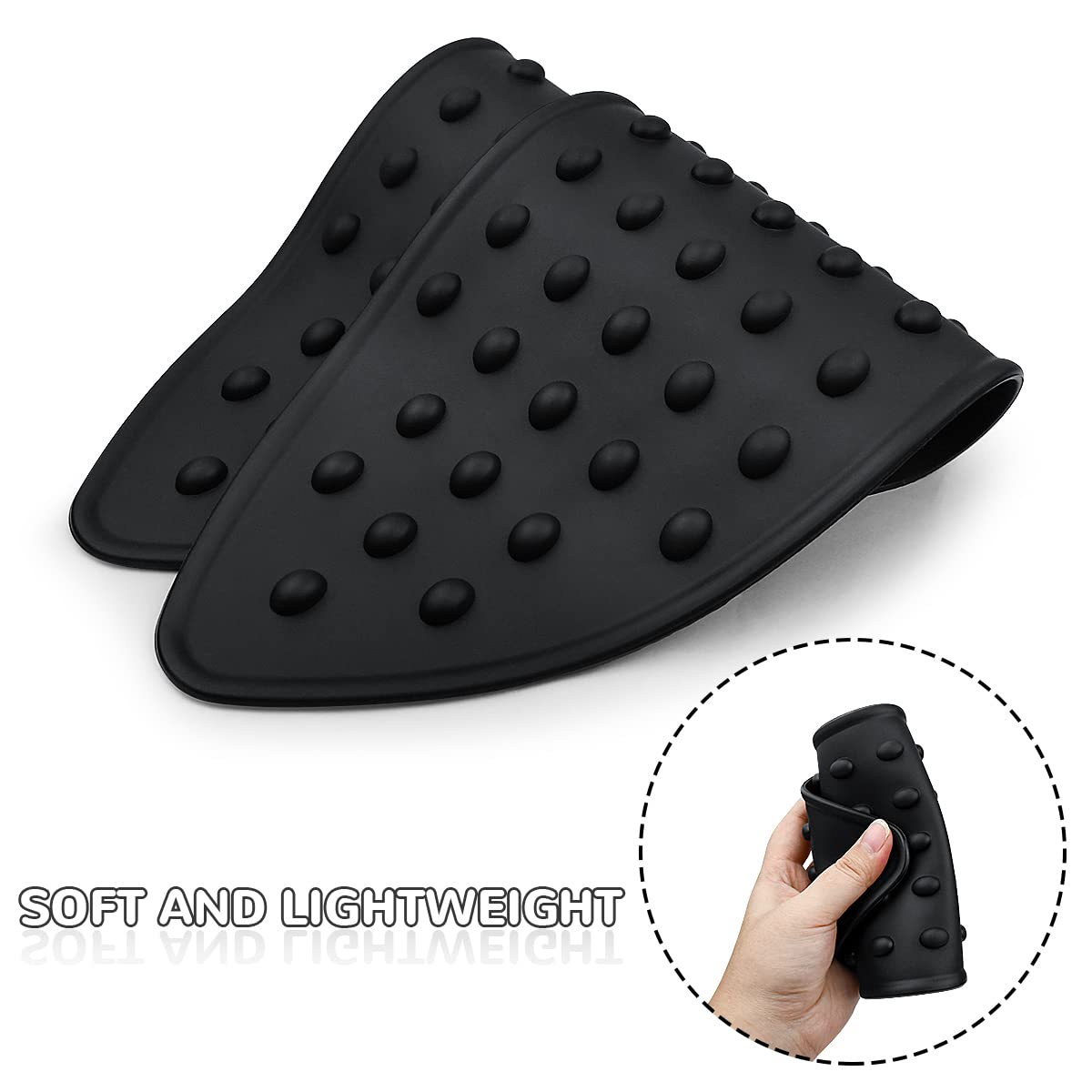 yuntop 2 Pcs Silicone Iron Rest Pads Multipurpose Iron Hot Resistant Mat Protective Pads for Ironing Board, Flat Irons, Curling Irons (Black)