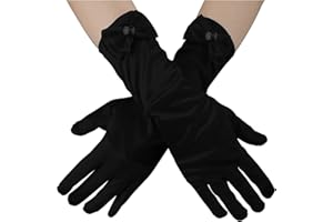 LUTER Girls Princess Long Gloves - Fashionable Dress Up Bows Comfortable Satin Long Finger Dress Gloves