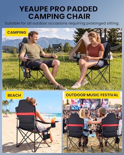 Silla de Camping Plegable, Sillas de Pesca, hasta 150 kg, XL
