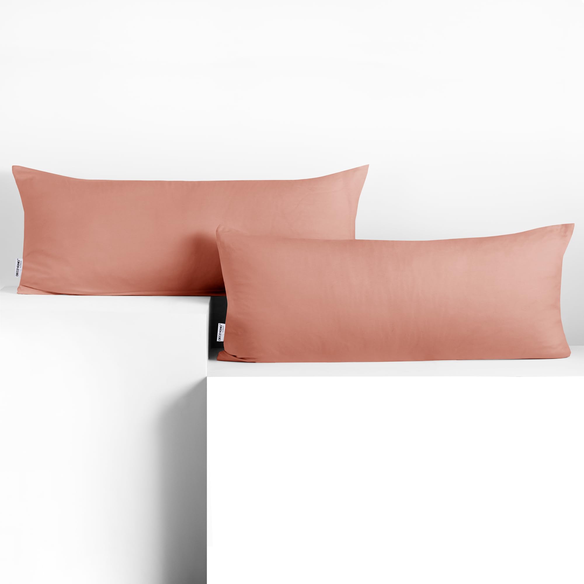 DecoKing 2 Pillowcases 40 x 120 cm Jersey Cotton Zip Salmon Amber