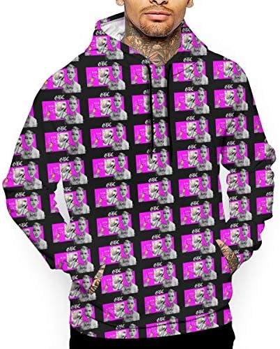 HDUR Lil Peep Men's Pullover Hooded Sweatshirt Drastring Hoodies Full 3D Graphic Printed with Big Pockets