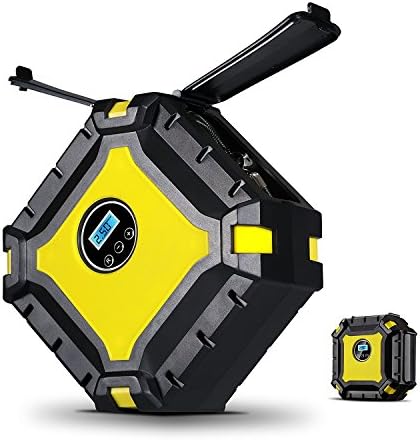 Winllyat Portable Air Compressor Pump,Built-in 9PCS LED Light,12V DC Tire Pump,Auto Digital Tire Inflator with Pressure Gauge for Car,Motorcycle,Bicycle and Basketball (Black)