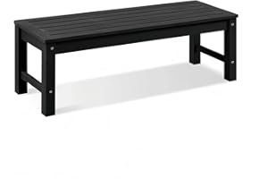Psilvam Knight Bench, Two Person Outdoor Poly Lumber Patio Backless Bench, Weatherproof Garden Bench That Never Rot and Fade, Suit for Garden, Porch and Park (Black)
