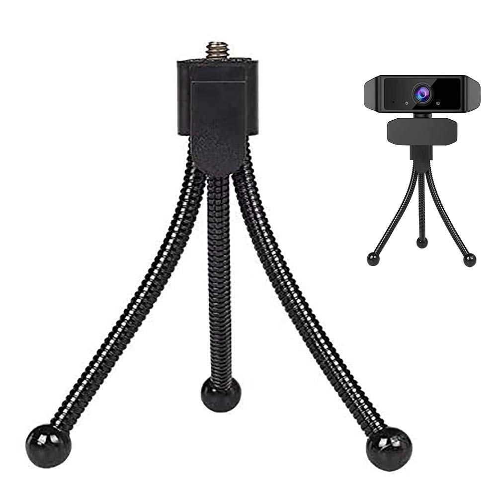Webcam Tripod,Mini Camera Stand,Lightweight Adjustable Mini Tabletop Tripod Stand for Webcam,Camera,Projector and So On(Metal/Black)