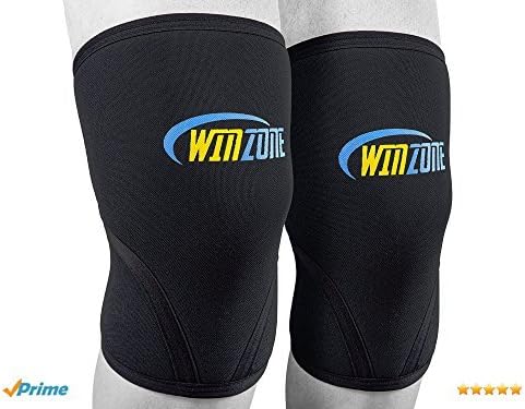 Winzone Knee Sleeve Brace, Compression Sleeves Pair, 7mm Neoprene, Basketball, Weightlifting, Crossfit, Arthritis, Running, Squats, Powerlifting. Support w/o Restricting Movement