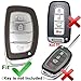 Alegender Hand Sew Leather 4 Buttons Smart Key Fob Cover Case Bag Jacket Protector Fit for 2016 2017 2018 Hyundai Tucson Elantra Sonata (NOT FIT Flip/Pop Out/Folding Key