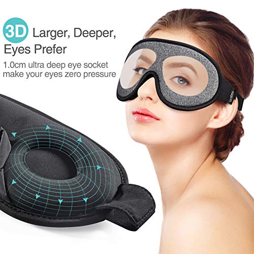 Sleep Mask,Unimi Eye Mask for Sleeping 3D Breathable Memory Foam Contoured Modular Nap/Travel/Shift Work Sleeping Mask,100% Lights Blockout Sleep Mask for Men Women, Soft Comfort Eye Shade Cover
