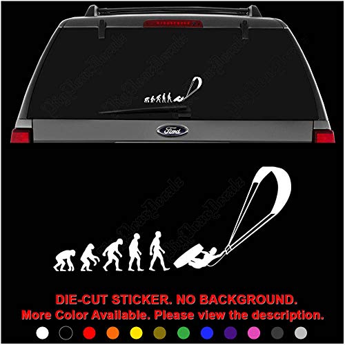 Kitesurfing Sports Evolution Die Cut Vinyl Decal Sticker for Car Truck Motorcycle Vehicle Window Bumper Wall Decor Laptop Helmet Size- [15 inch] / [38 cm] Wide || Color- Gloss White