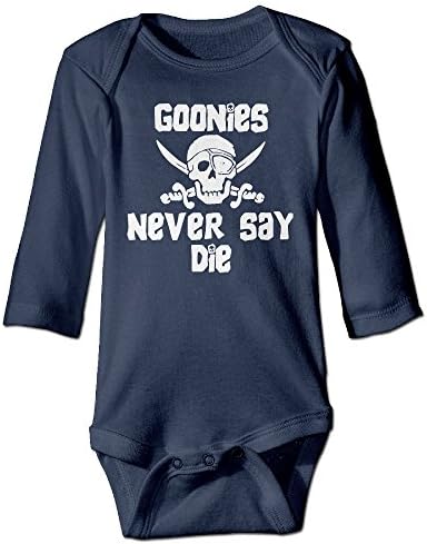 Skull Pirate Never Say Die Cool For Newborn Baby Clothes Bodysuits Long Sleeved Navy