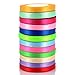 Shappy 300 Yards Double Sided Fabric Ribbon Silk Satin Roll, 12 Colors (10 mm Wide)