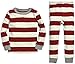 Burt's Bees Baby Baby Organic 2 Piece Pj Set with Ornament, Cranberry Rugby Stripe, 12 Months