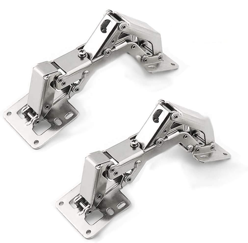 Tiberham Cabinet Door Hinges, 170 Degree No-Drilling Hole Furniture Surface Mount Folding, Heavy Duty Large Angle Kitchen Cupboard Door Hinges (Pack of 2)
