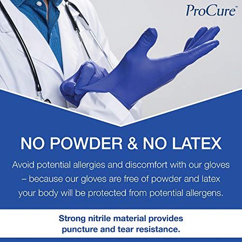 ProCure Disposable Nitrile Gloves - Medium, 2,000 Count Case - Powder Free, Rubber Latex Free, Medical Exam Grade, Non Sterile, Ambidextrous - Soft with Textured Tips - Cool Blue