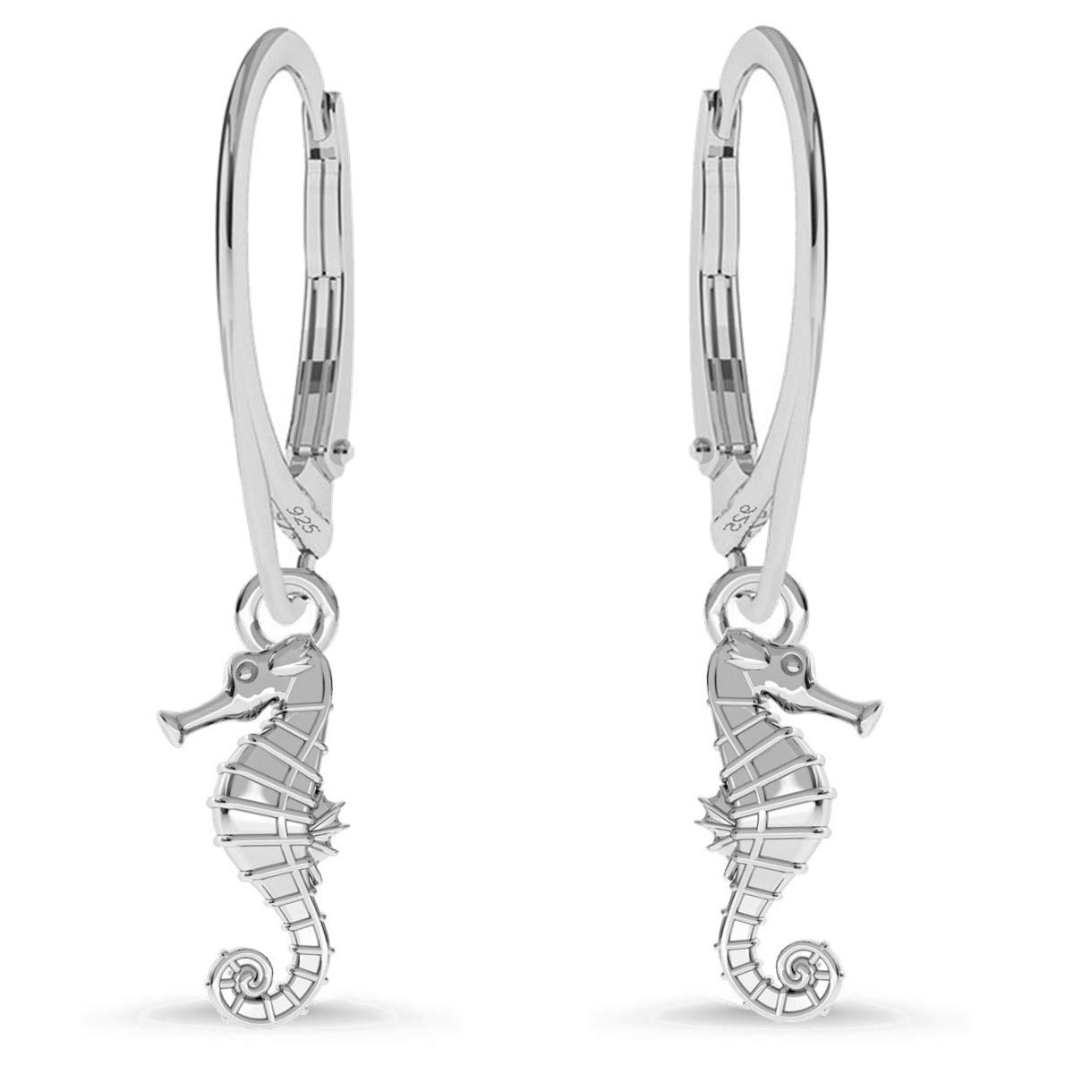 Small Animals Sturdy Earrings Hook Earrings Children 925 Sterling Silver Girls Seahorse / 16 x 6 mm