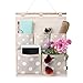 Homecube Linen Cotton Fabric Wall Door Cloth Hanging Storage Bag Case 5 Pocket Home Organizer (White Polka Dots)