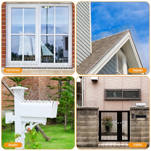 Anti-Pigeon Spikes 2.25 Metres Spikes for Pigeons, Anti Birds, 9 Pieces Bird Scares Balcony Spikes Anti Cats for Roofs, Gardens, Private Barriers, Terrace and Windows