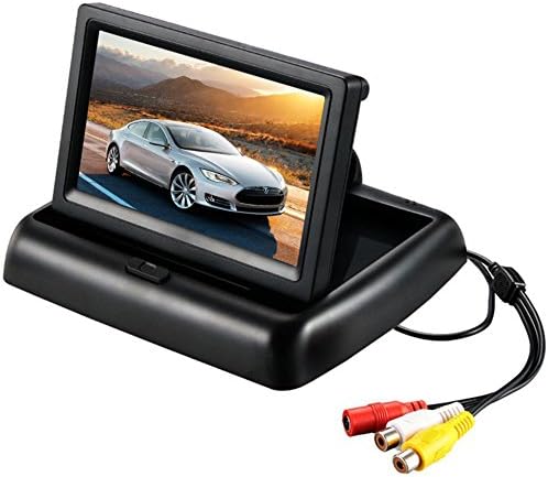 LOSKA 4.3" Digital TFT LCD Foldable Car Rearview Reverse Security Monitor Screen for DVD Backup Camera - PAL/NTSC