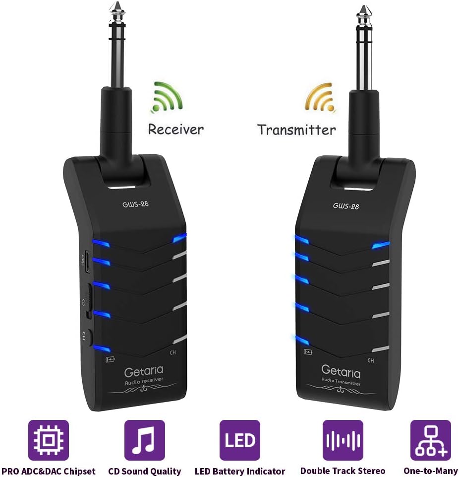 Getaria 2.4GHZ Double Track Stereo Wireless Guitar System Rechargeable