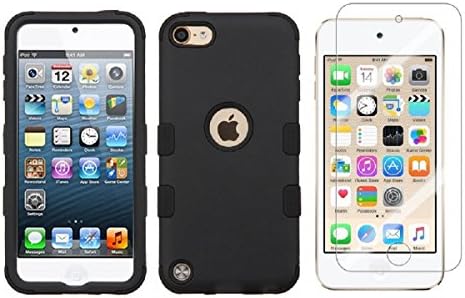 Resistance iPod touch 5th/6th Gen Protector Cover with Tempered Glass (Military-Grade Certified) – Heavy Duty 2 Piece Cover - Drop &amp; Impact Protection Case (Black/Black)