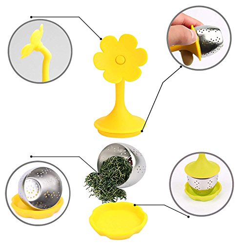 5 pack Loose Leaf Tea Infuser,Stainless Steel Fine Mesh Loose Tea Strainer with Anti Heat Silicone Handle,Perfect Tea Balls Tea Strainers By Korty (Random Color)