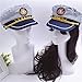 Captain Yacht Hat Cap Marines Style Striped Captain Hat for Halloween Masquerade Party Costume Accessory