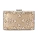 UBORSE Women's Floral Pearl Beaded Evening Handbags Party Clutch Bridal Purse Golden