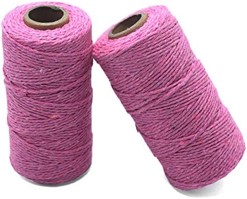 YZSFIRM 2mm Cotton Twine Rope,Pink String Bakers Twine for DIY Crafts and Gift Wrapping(2 Roll 656 Feet)