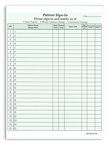 NextDayLabels - NCR Carbonless 3 Part Patient Sign in Forms, HIPAA Approved and Compliant for Confidentiality in All Medical Offices. (Green)