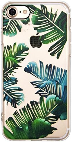 iPhone 7 Case, iPhone 8 Case, OFFAY [Black Camera Frame] Transparent Clear Flexible Soft Silicone (TPU) Protection Case, Unique Pattern Case Cover for Apple iPhone 7 / 8 - Tropical Leaves