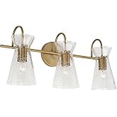 Capital Lighting 142431AD Mila Vintage Half-Crackle Glass Bath Vanity Wall Mount, 3-Light 300 Total Watts, 11" H x 24" W, Age