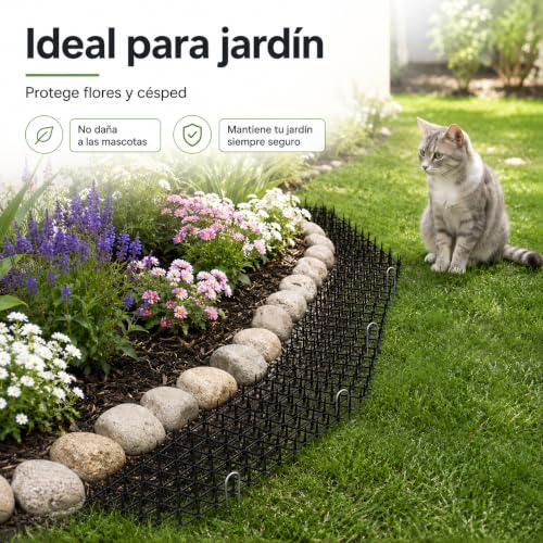 LUKANATO Tapete Repelente para Gatos 2 m x 30 cm, Alfombrilla Antigatos con Pinchos, Dispositivos Repelentes de Mascotas con 6 Clavos en U para Interiores y Exteriores