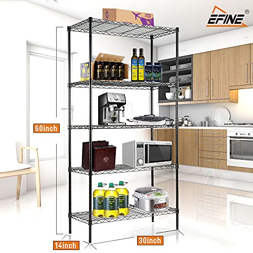EFINE 5Shelf Shelving Unit with Shelf Liners Set of 5, Adjustable, Metal Wire Shelves, 150lbs