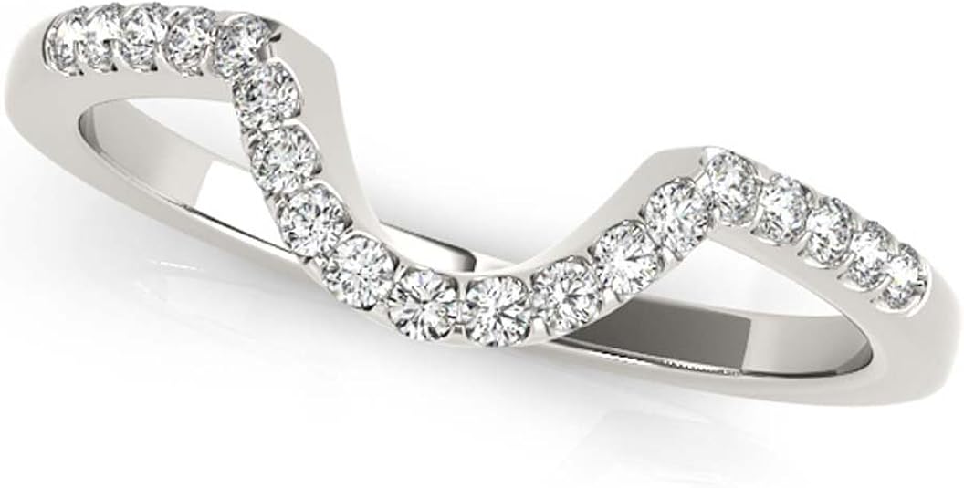 925 Sterling Silver Plated 0.30ctw White CZ Diamond Curved Stackable