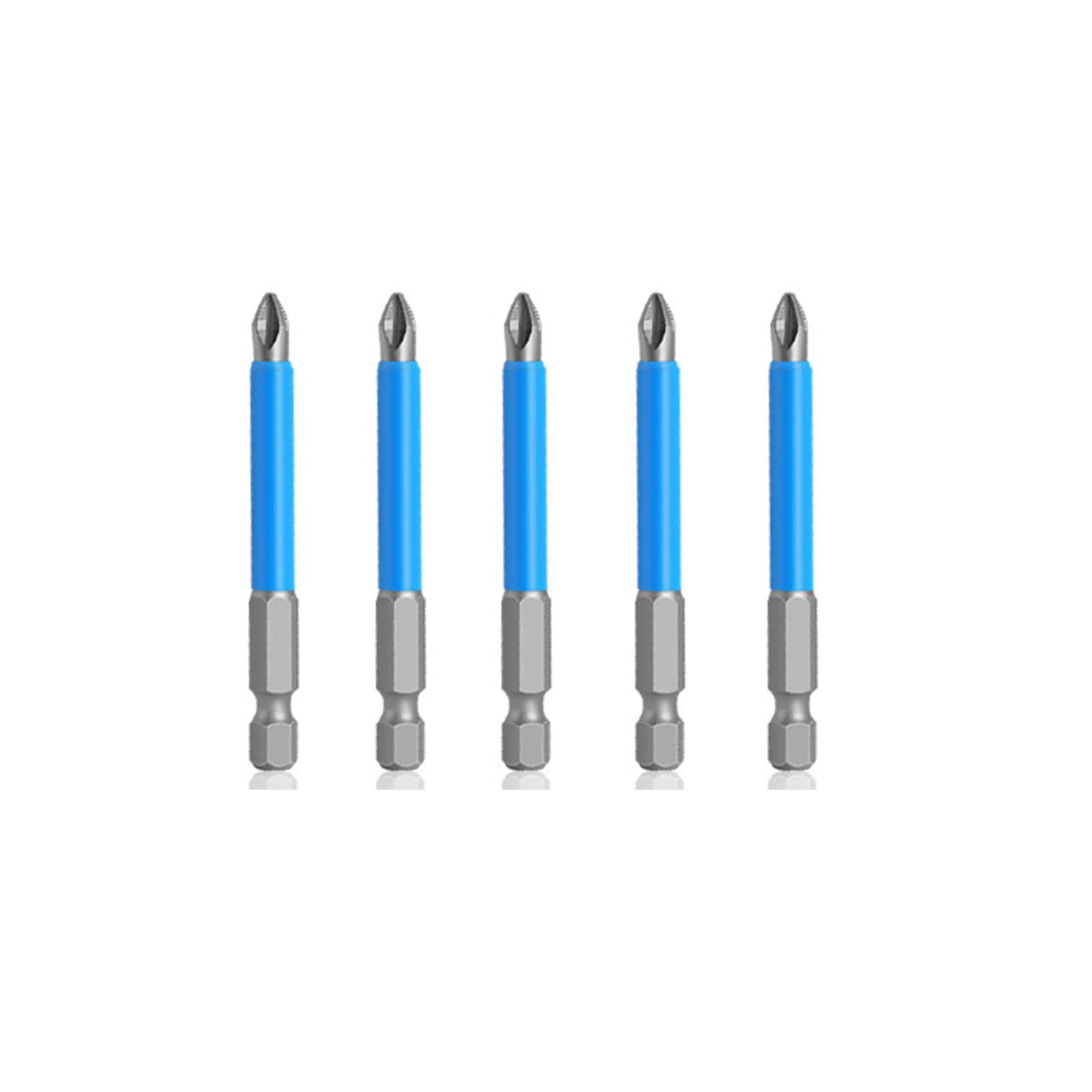 5 Pcs 70mm Screwdriver Bit Set, PH2 Impact Screwdriver Driver Bits, 1/4" Hex Shank, Anti Slip Phillips Cross Head Drill Bits for Electric Hand Screwdrivers