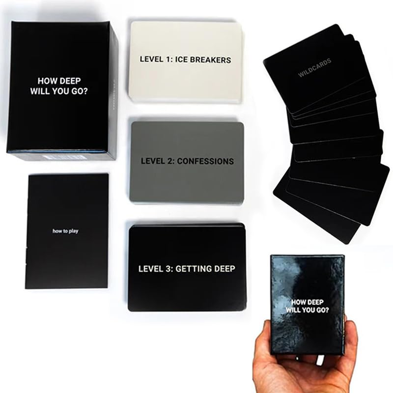 How Deep Will You Go Card Game,99 Icebreaker Conversation Cards, Game of Questions to Deepen Connection Engaging Questions for Friends, Family and Dates–Fun for Parties, Road Trips, Vacations (1 Set)