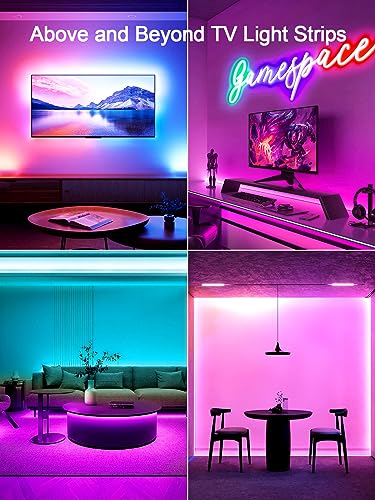 KANTUTOE TV LED Backlights Strip, 16.4ft LED Lights for 50-75 Inch TVs, RGB TV Lights Behind with Bluetooth APP and Remote Control, Music Sync LED Lights for TV USB Powered for Bedroom/Gaming