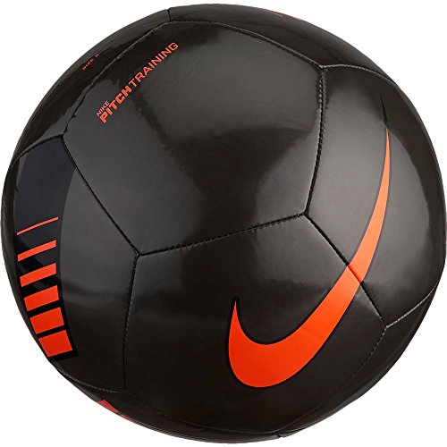 Nike Pitch Training Soccer Ball Metallic Black/Total Orange Size Size Five Ball