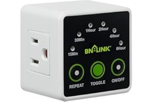 BN-LINK Smart Digital Countdown Timer, Repeat Cycle Timer with 3-Prong Grounded Outlet for Lamps, Light and Home Appliances, 