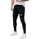 GINGTTO Men's Skinny Jeans Stretch Ripped Tapered Leg