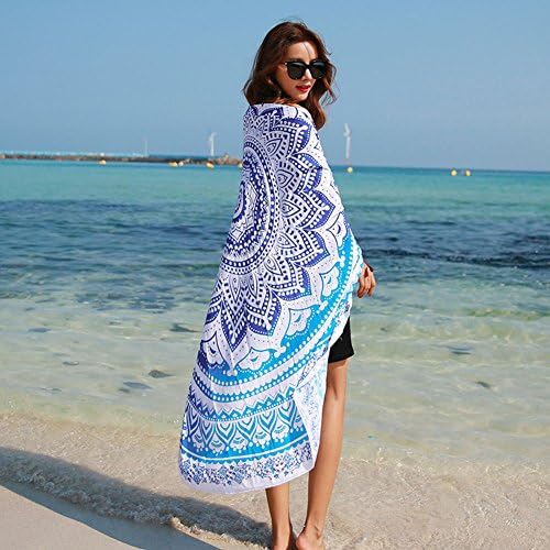 YUYUGO Mandala Round Tapestry Hippie Indian Mandala Beach Roundie Picnic Table Throw Hippy Bohemian Spread Boho Gypsy Cotton Tablecloth Beach Towel Meditation Round Yoga Mat