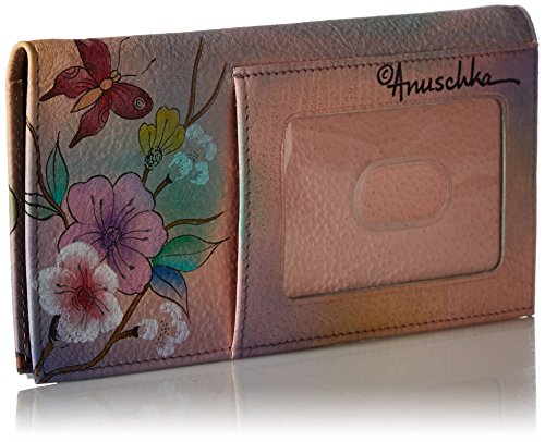 Anuschka Women's Genuine Leather Checkbook Cover | Hand Painted Original Artwork | Japanese Garden
