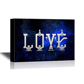 Canvas Wall Art - Love on Night Sky Background - Gallery Wrap Modern Home Art | Ready to Hang - 12x18 inches