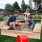Be Mindful Solid Wood Sandbox for Outdoor Play