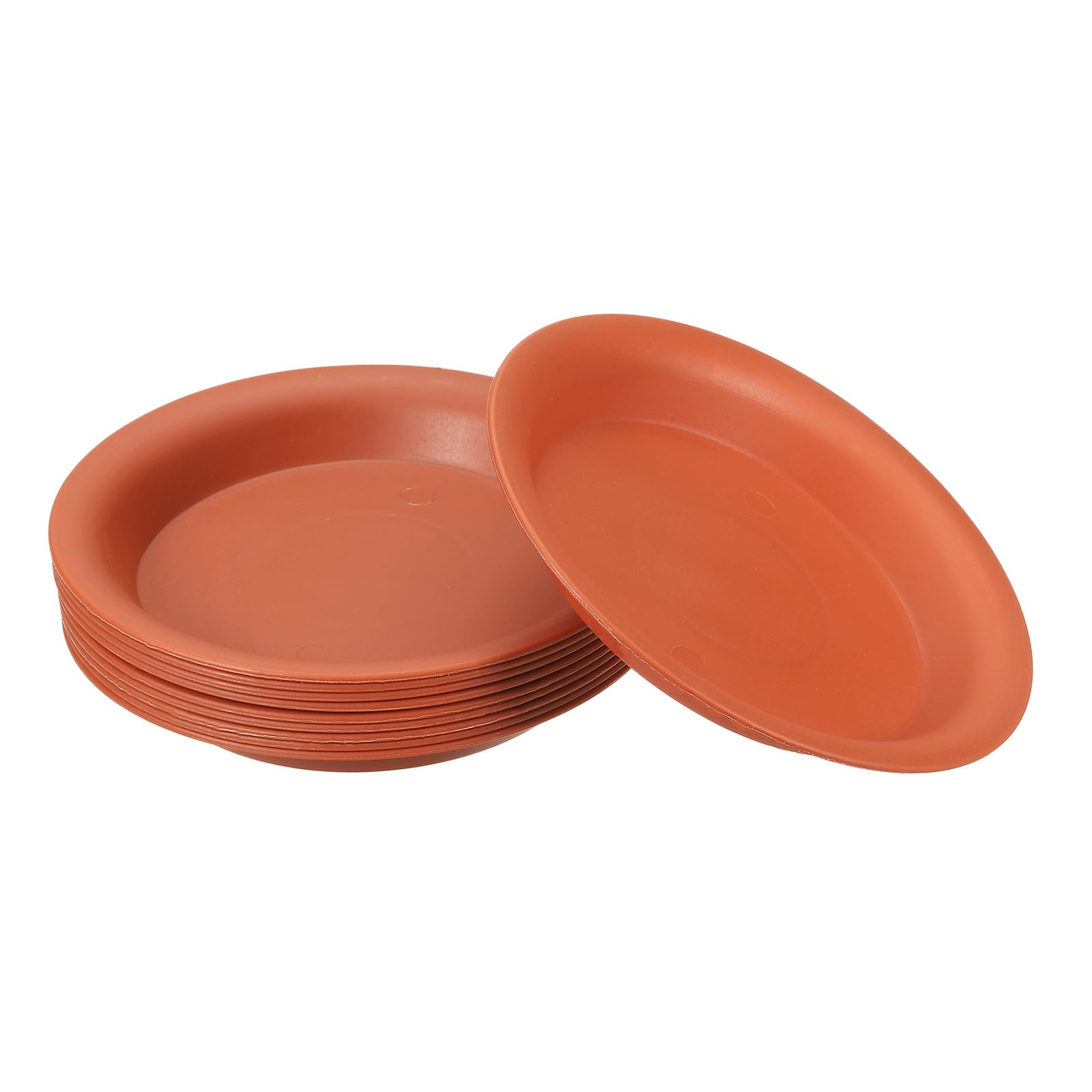 PATIKIL 5 Inch Plant Saucer Tray, 10 Pack Plastic Drip Tray Round Collects Excess Water Flower Pot Drainage Trays for Heavy Indoor Outdoor Pans, Terracotta