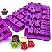Silicone Chocolate Candy Molds, 3-Pack Set, Non-Stick Candy & Ice Cube Molds, Choice of Three Colors, Chocolate, Purple