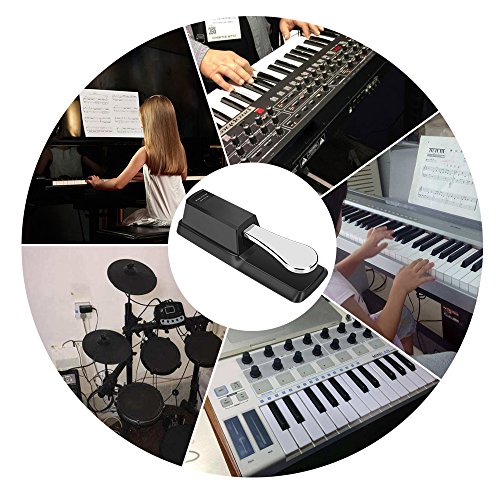 Universal Sustain Pedal with Polarity Switch Design and 1/4 Input Jack Compatible with Any Electronic Keyboard - Thumbnail 4