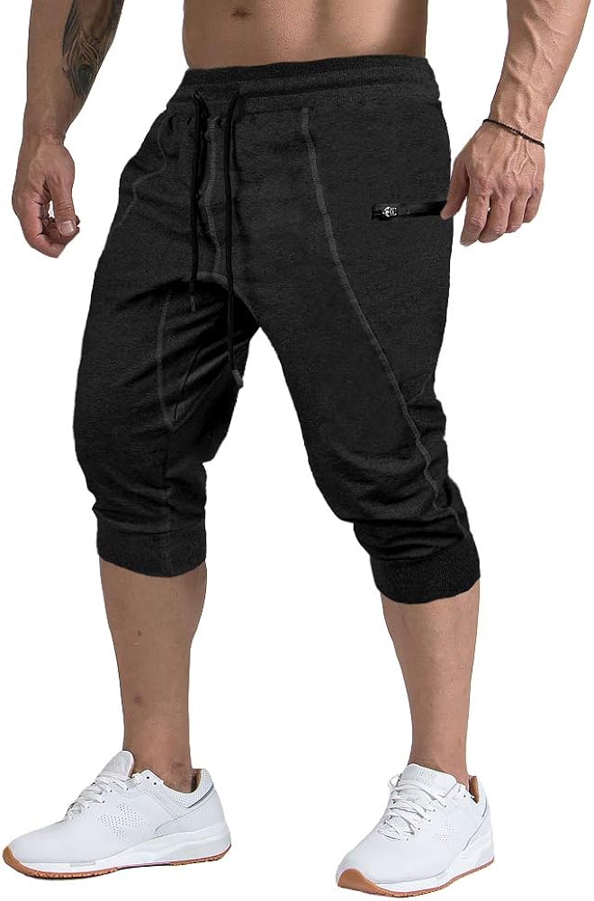 CARWORNIC Men's 3/4 Joggers Workout Pants Slim Fit Running