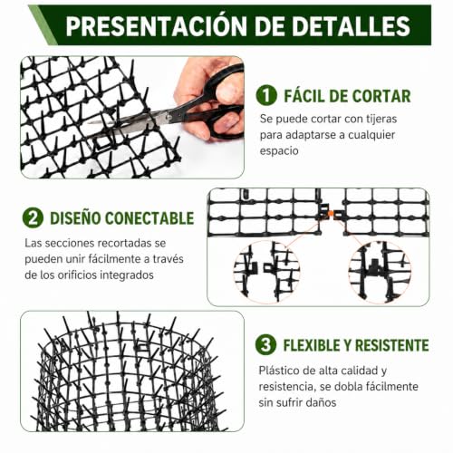 LUKANATO Tapete Repelente para Gatos 2 m x 30 cm, Alfombrilla Antigatos con Pinchos, Dispositivos Repelentes de Mascotas con 6 Clavos en U para Interiores y Exteriores