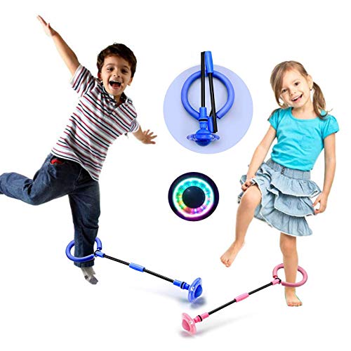 Cosmoplex 2 Pack Skip Ball For Kids Foldable Ankle Skip Ball Flashing Jumping Ring Colorful Sports Swing Ball Fitness Fat Burning Jump Rope Game Toys For Children And Adults 2 Pack Blue Pink In